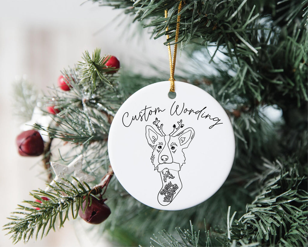 Custom Single or Set of Pembroke Welsh Corgi Festive Ceramic Christmas Ornaments