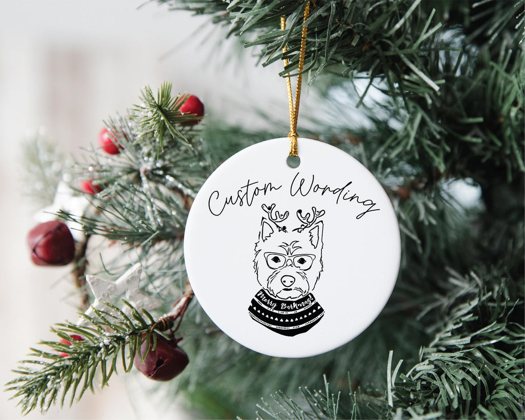 Custom Single or Set of Westie West Highland Terrier Ceramic Christmas Ornaments