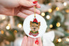 Custom Single or Set of Yorkie Yorkshire Terrier Festive Ceramic Christmas Ornaments