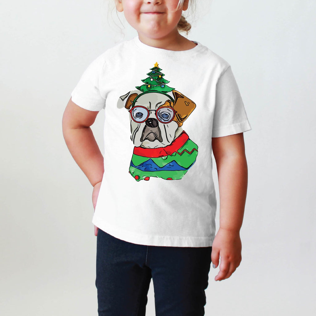 INFANT, TODDLER, or YOUTH English Bulldog Christmas Tee T-Shirt