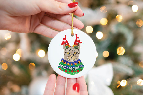 Custom Single or Set of Taupe, Grey, Orange, or Charcoal Ceramic Christmas Ornaments