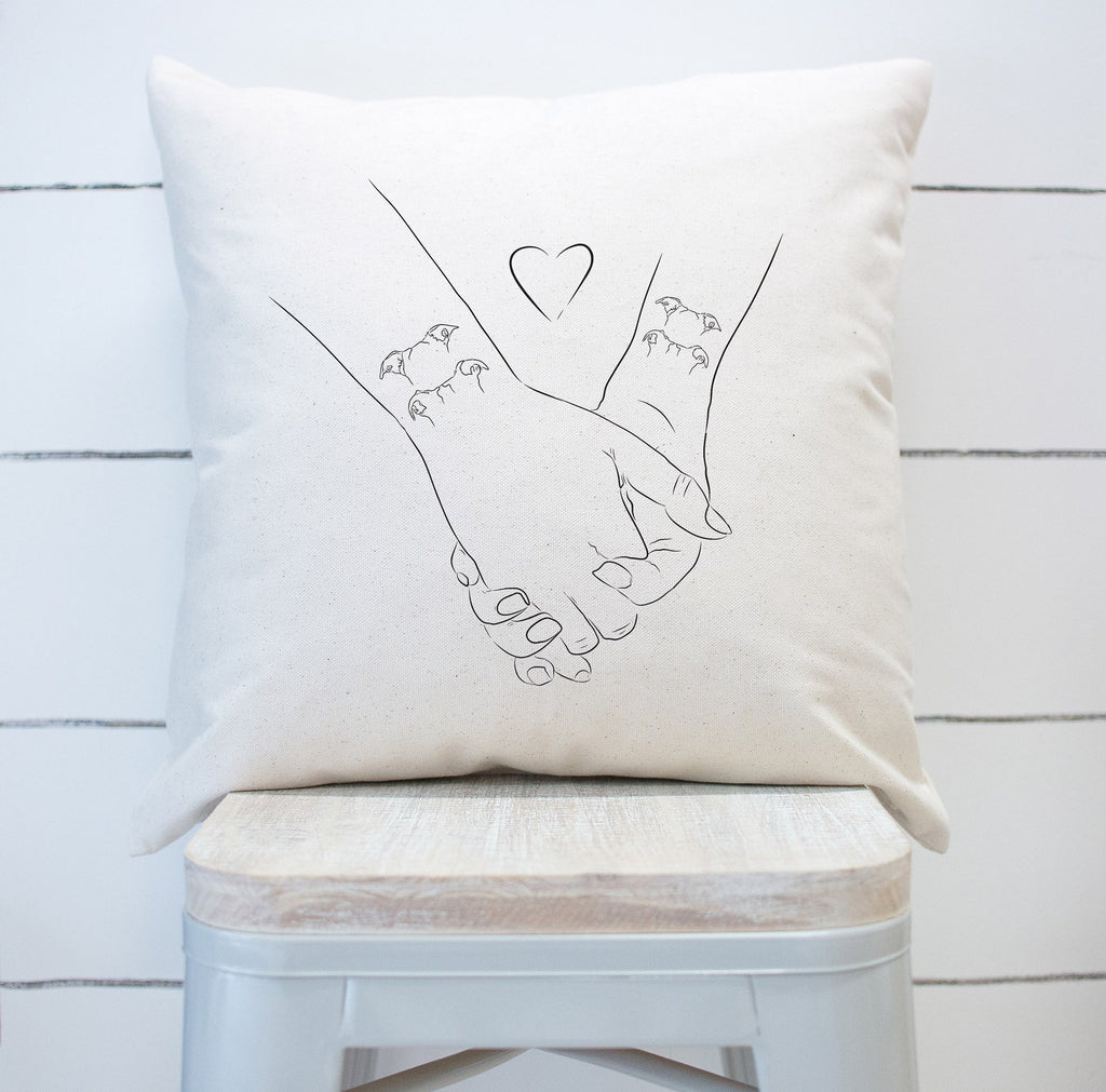 Custom Holding Hands Dog Ears Outline Tattoo Inspired Pillow Cover for Valentine's Day, Anniversary, Wedding