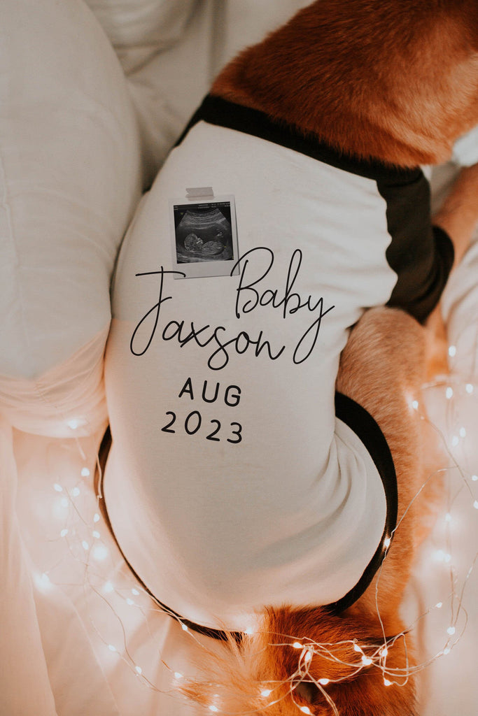 Custom Sonogram and Baby Name Dog Raglan Shirt
