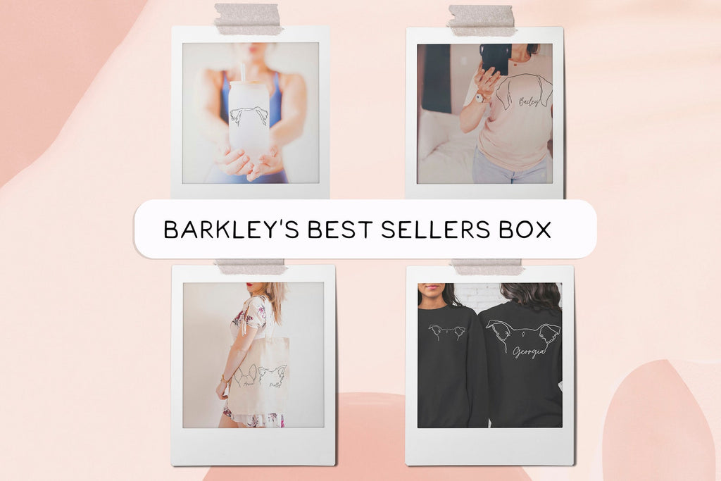 Barkley's Best Sellers Box - Can Cup, Unisex T-Shirt, Tote Bag, and Sweatshirt with Customized Dog, Cat, or Other Pet's Ears
