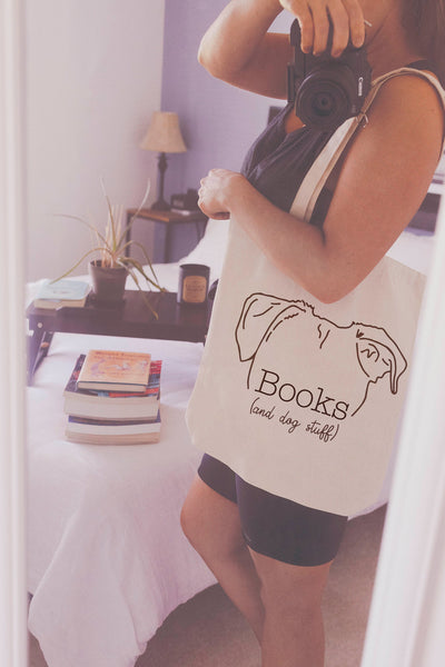 Custom Book Lover Dog, Cat, or Other Pet's Ears Minimalist Dog Mom Tote
