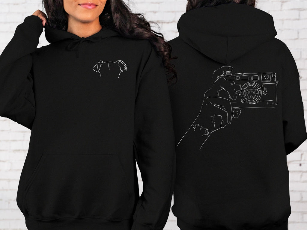Custom Camera with Hidden Portrait and Dog, Cat, or Other Pet Ears Front/Back Crewneck Sweatshirt