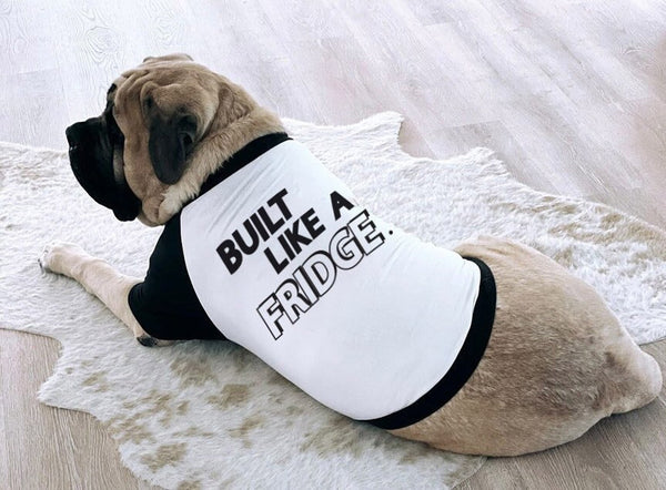 Built Like A Fridge Funny Dog Raglan T-Shirt | The Kevin Collection