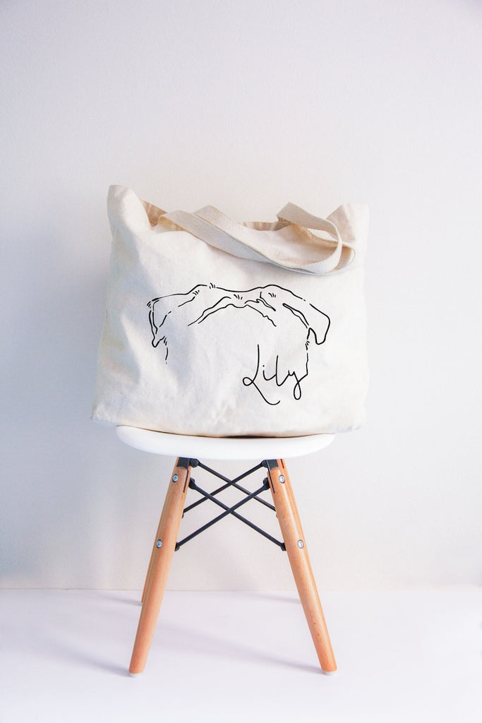 Custom Dog, Cat, or Other Pet's Ears Outline Tattoo Inspired Dog Mom Tote