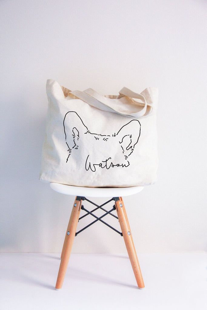 Custom Dog, Cat, or Other Pet's Ears Outline Tattoo Inspired Dog Mom Tote