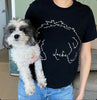 Custom Dog, Cat, or Other Pet's Ears Custom from Photo Outline Tattoo Inspired T-Shirt - Black T-Shirt and Shih Tzu